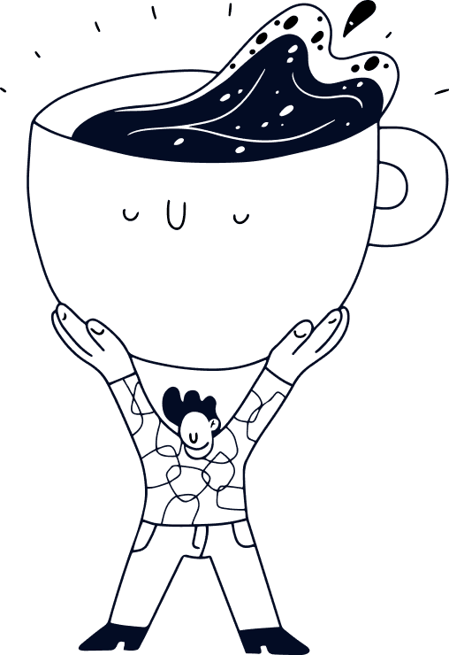 Persona disfrutando cafe en Kiwi